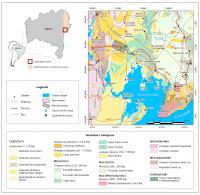 Mapa de localização e geológico do Canion do Rio Sergi. Projeto do Patrimônio Geológico da América do Sul/Brasil/Bahia, 2020