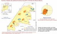 Figura 6. Rumos dos ventos, dominantes para sudoeste-oeste, e grande sistema de drenagem predominantes, do antigo deserto Caiuá.