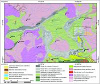 Figura 1 – a) Mapa tectônico simplificado do Quadrilátero Ferrífero com a localização da área da Serra do Caraça. Compilado de Recursos Minerais do Estado de Minas Gerais (CPRM, 2014). Figura anexada pelo responsável do cadastro.