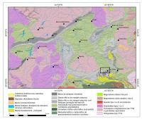 Figura 1 – Mapa geológico simplificado do Quadrilátero Ferrífero com a localização da área onde se encontra da Fazenda Três Cruzes (CPRM, 2014).