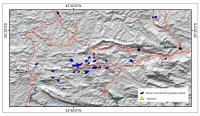 Figura 1 - Mapa com a localização dos principais áreas de lavra de topázio imperial e euclásio no Sinclinal Dom Bosco (Adaptado de Sauer et al. 1996).