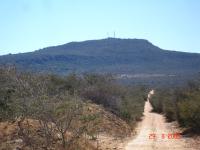 Morrão (vista de sul para norte),  no seu topo.ocorrem o arenito da formação Morro do Chapéu com estratificação cruzada acanalada e marca de onda.  Foto: Antônio J. Dourado Rocha, 1996.