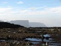 Topo do Monte Roraima e visada para os paredões do Monte Cuquenán