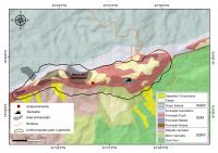 Fig. 11 - Mapa geológico simplificado da Serra da Piedade com o limite proposto para o geossítio.